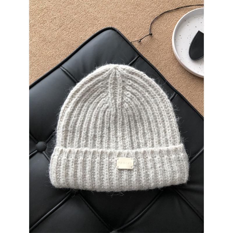 Japanese Style Small Blue Knitted Hat with Large Head Circumference and Face Women's Autumn and Winter Ear Protection Warm Woolen Hat for Men