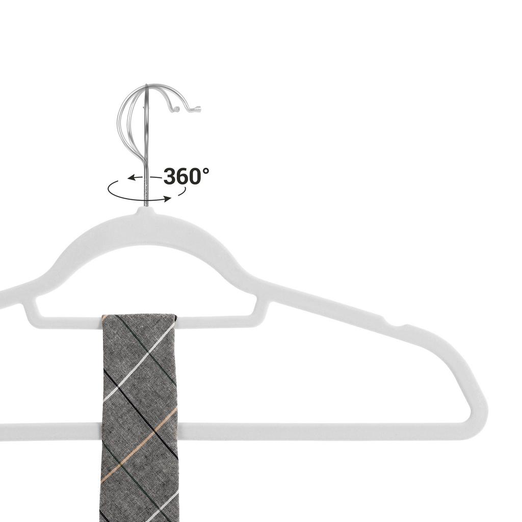 SONGMICS Velvet Hangers, 50 Pack, Non-Slip Clothes Hangers, 0.6 Cm Thickness, Space Saving, 360 Degrees Swivel Hooks, 43.5 Cm Long, for Coat, Jacket