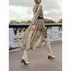 Za2024 Autumn New Women's Clothing with Belt Tight Waist Slim Looking Printed Checks Midi Dress 9205231