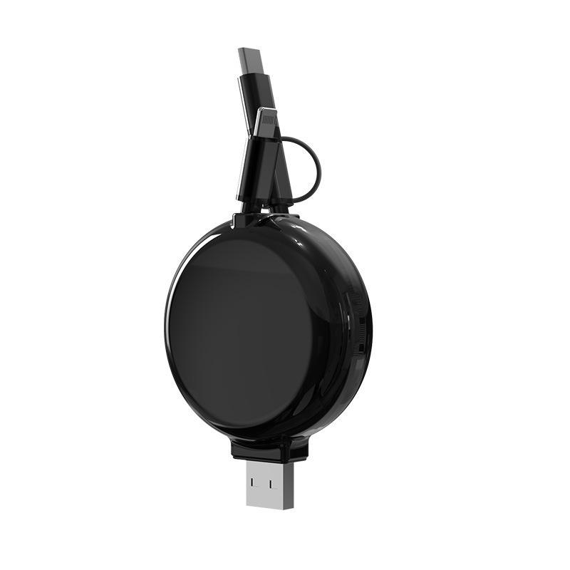Three-in-One Retractable USB Charger: Fast Type-C Charging Cable for Apple, Huawei, and More