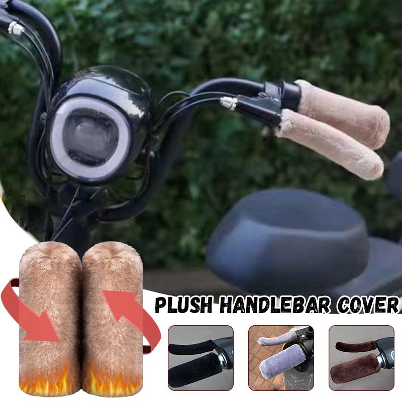 2 Sätze Plüsch Motorrad Lenkerabdeckung Universal Elektroroller Fahrradzubehör Winter Dick Warme Griffhandschuhe Lenkerwärmer