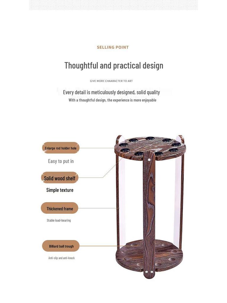 Floor-standing Multi-Purpose Rack for Pool Cues, Table Tennis Paddles, and Fishing Rods