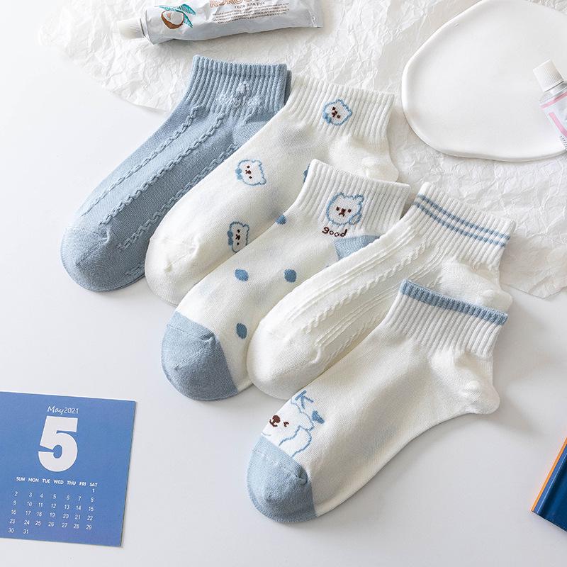 Șosete Dama Mid-Calf - Primăvară/Vară, Florale Japoneze la Modă, Stil Coreean