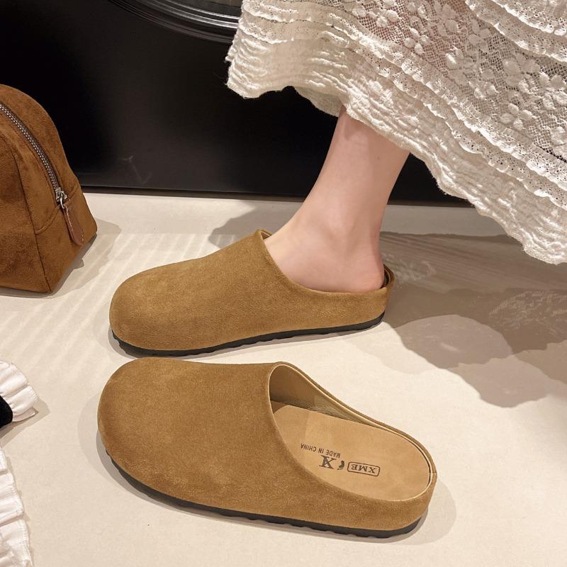 Fashion thick-soled women's bag head and half slippers women's outer wear new spring one-pedal lazy