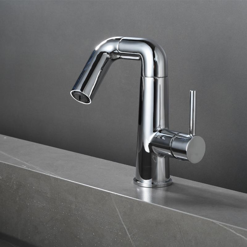 Creative Brushed Gold Bathroom Basin Faucet Brass Deck Mounted Single Hole Hot Cold Mixer Sink Tap Washbasin Crane Faucet