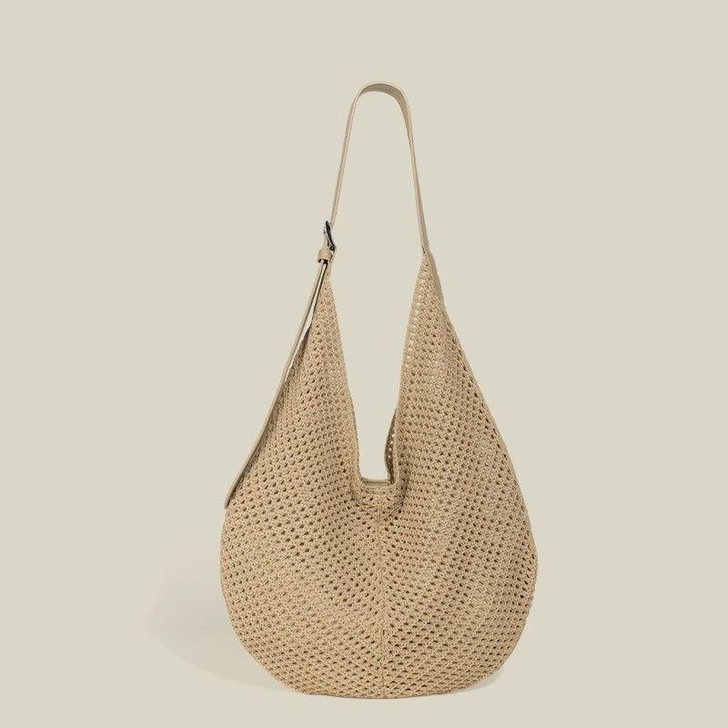 Koreanische Stricktasche mit Ajourmuster für Damen - Große Kapazität, Casual-Stil, Einzelschultertasche