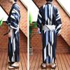 Yukata Set with Japanese Lotus Flower Size Includes and Geta Sandals 8(eight) Men's 3-Piece Pattern, Black, LL, Yukata, Obi,