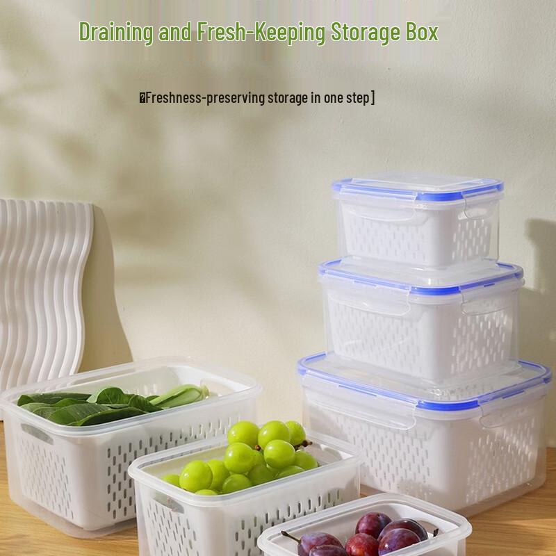 Double-Layer Draining Basket Food Storage Box