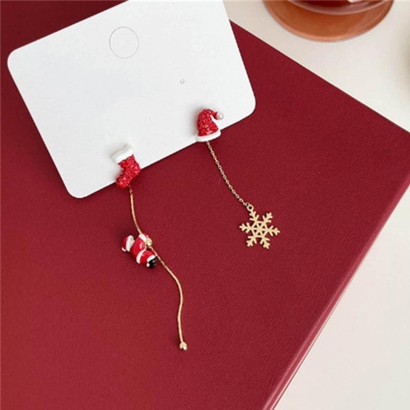 Delicate Jewelry Christmas Hat Socks Snowflake Earrings 2023 Trend Vintage Temperament Drop Earrings for Girls Lady Gift
