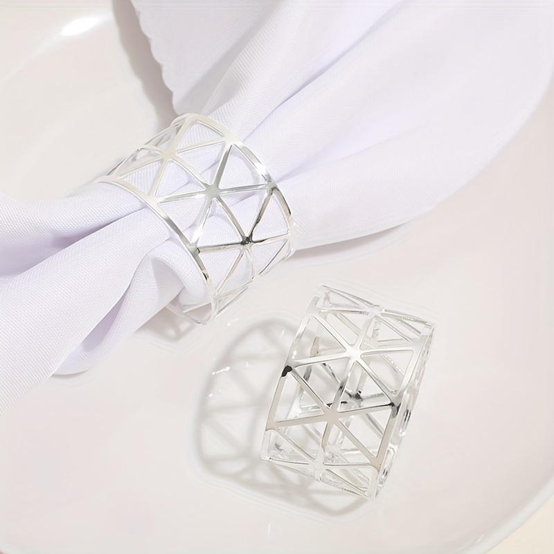 4Pcs Metal Hollow Triangle Napkin Rings - Hotel Banquet Tableware & Decor Essentials