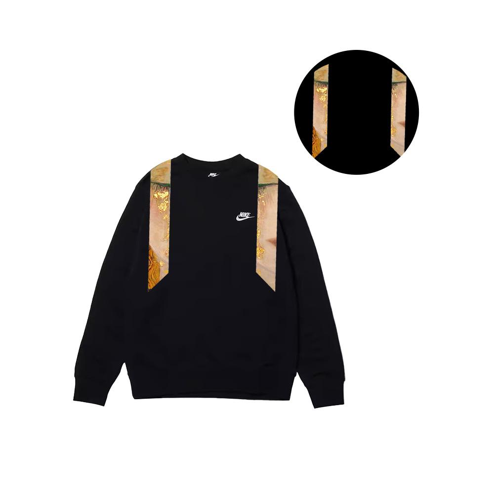 Nike Fashion Original Silk Splicing Design Versatile Letter Logo Round Neck Sweatshirt Unisex Sweatshirt Black BV2667-010(TEAM702-C6)