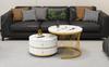 Elegant 2-Piece White Coffee Table Set, Nesting Shape, 60*60*46cm & 50*50*30.8cm, Marble Look, 2 Drawers, Load Capacity up to 30kg