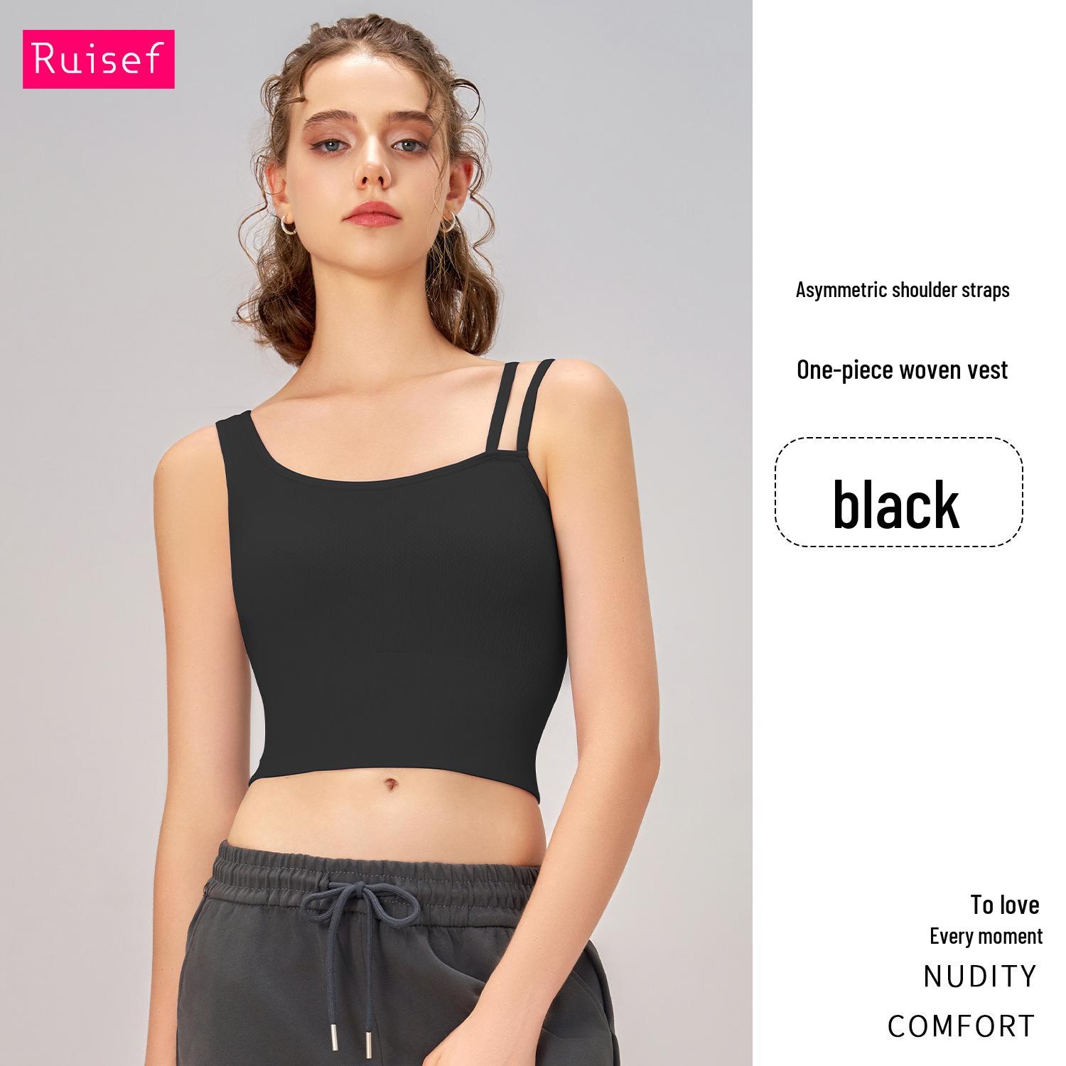 

Летний спортивный топ Yongen с асимметричной бретелью и фиксированными чашками для женщин Small