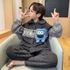 Kids Flannel Pajamas Set Boys Girls Warm Long Sleeve Top And Pants Sleepwear Winter Home Nightwear