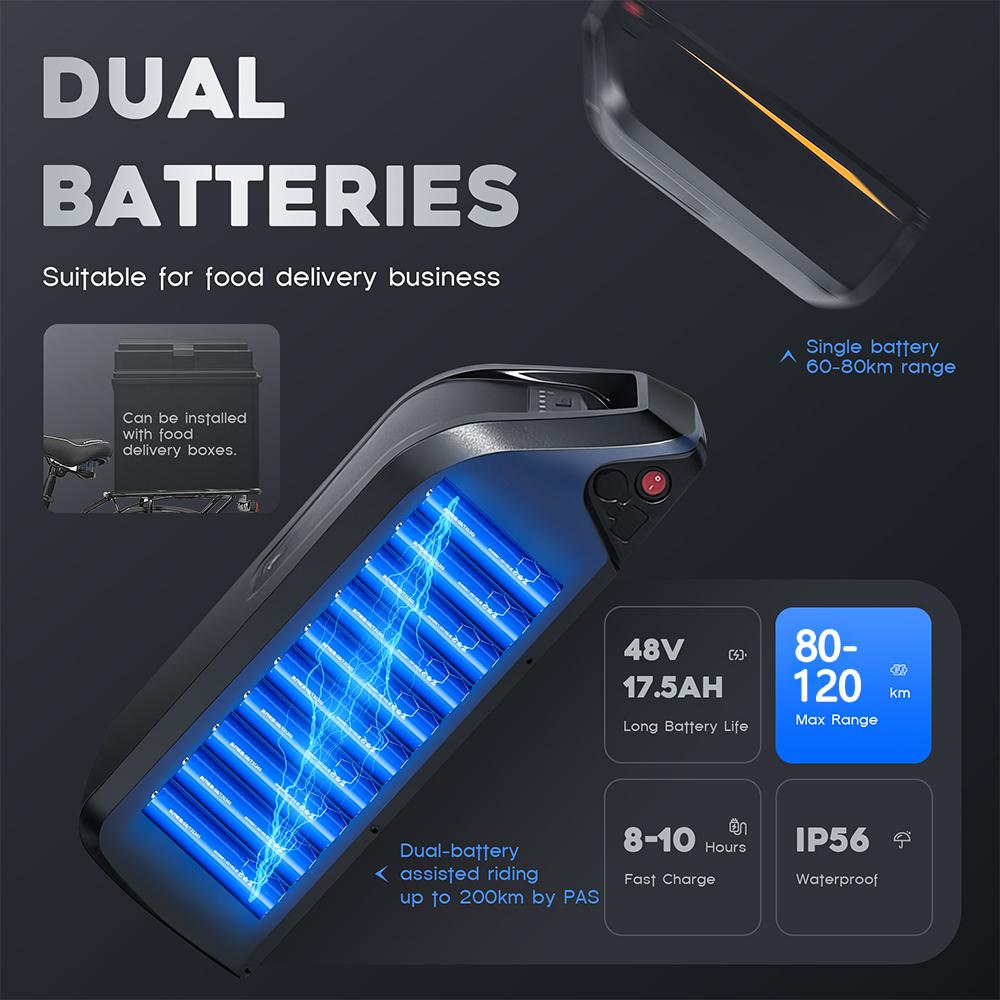 Elektrofahrrad EMOKO C27 27" 500W Motor 48V 17.5AH Max. Reichweite 80km Zuladung 120kg Schwarz