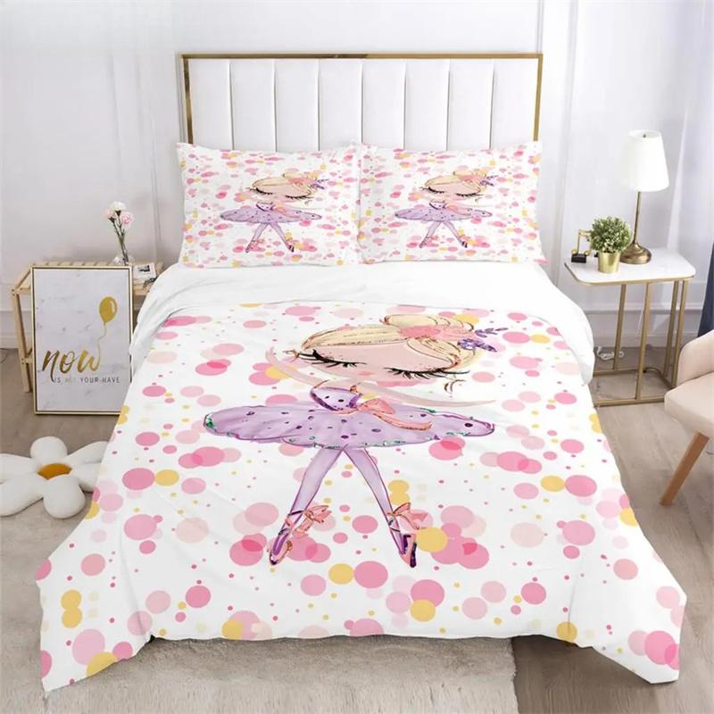 Cartoon Ballet Girl 3D Printed Bedding Set Duvet Covers Pillowcases Comforter Bedding Set Bedclothes Duvet Cover