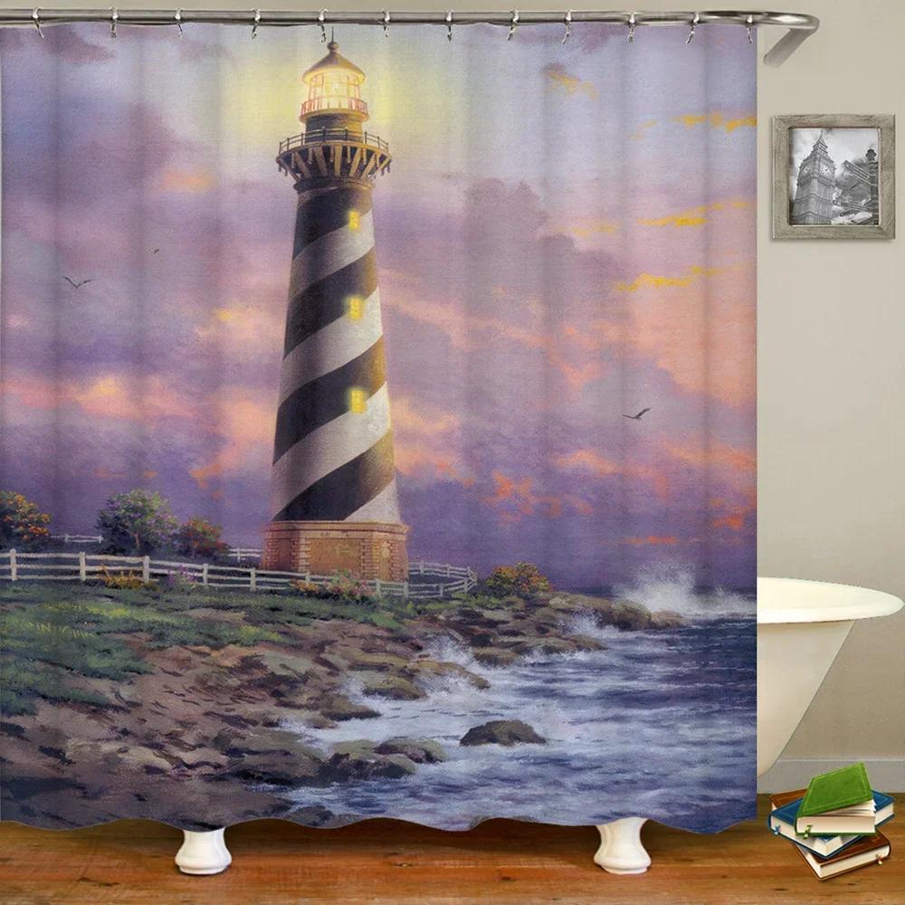 

3D Printing Rural Landscape Flowers Bathroom Curtains Shower Curtain With 12 Hooks Waterproof Polyester Fabric Bath Curtain W60H190(CM)-1 Pcs