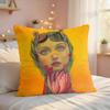 NNatasha Lelenco Abstract Art Cushion Cover Silky Short Plush Invisible Zipper Dustproof Sofa Pillow Case For Home Decor