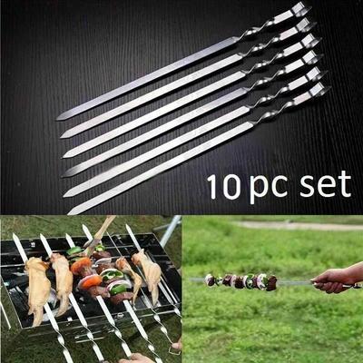 Yeni Pratik 10 Adet Paslanmaz Çelik Barbekü Şişi Kızartma Çubuğu Izgara Kabob Kebap Düz Şiş İğne toptan