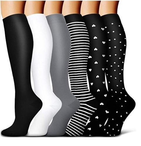 Custom Compression Cycling Sports Socks Women Boys Christmas Running Knee High Athletic Tube Logo Pattern Hiking Running Socks S/M