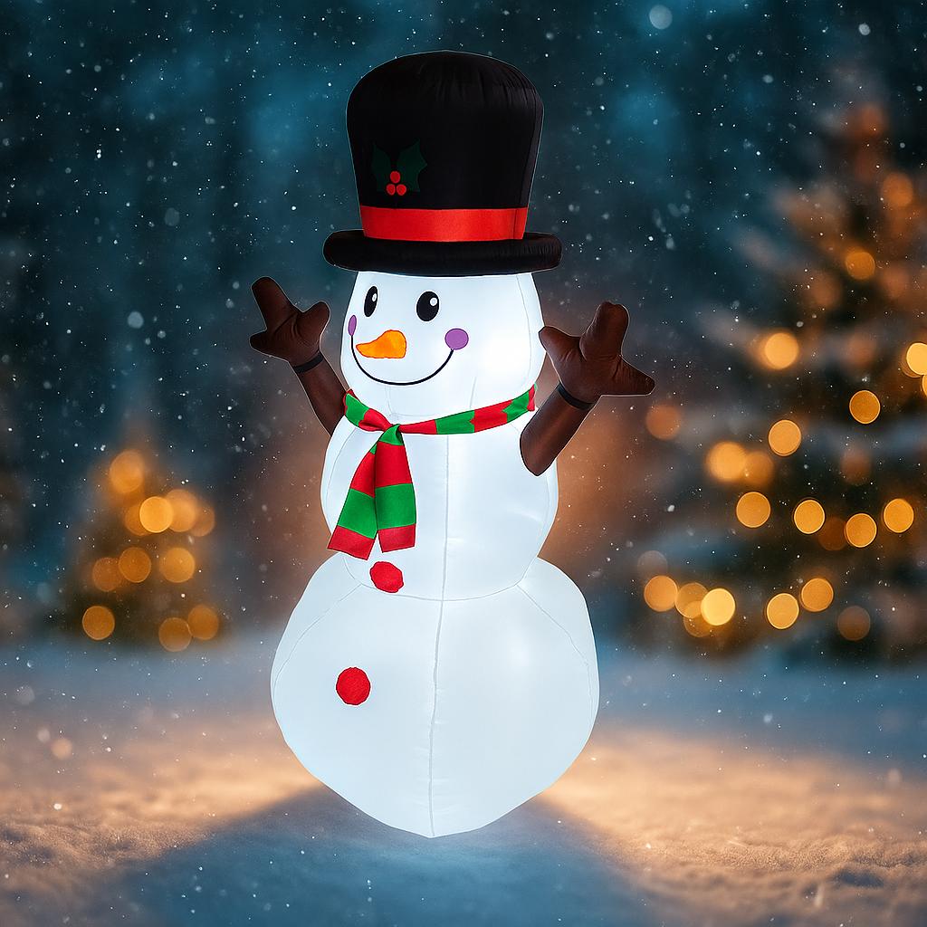 5.25FT Inflatable Snowman Top Hat Scarf Toy Xmas Yard Decoration Festive Gift LED Lit Christmas Supplies Home Decor Ornament