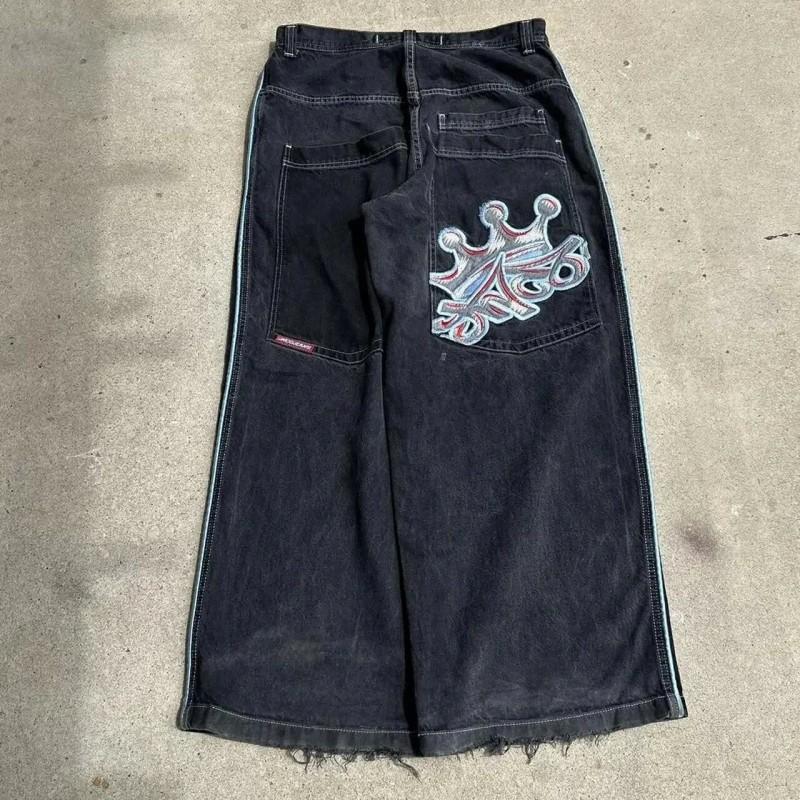 Jeans da Uomo Vestibilità Rilassata Denim Lavato Vintage Con Stampa Grafica Gamba Dritta Pantaloni Streetwear Autunno
