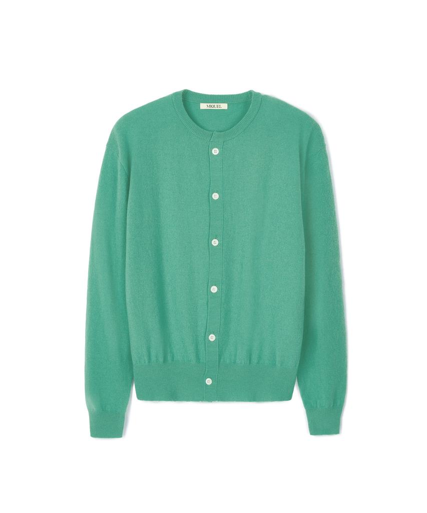 Miguel Cashmere Crew Neck Cardigan Light Green