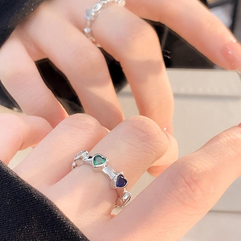 Colorful Heart Stunning Zirconia Ring For Women Geometric Copper Design Ideal For Chic Statements Fashion