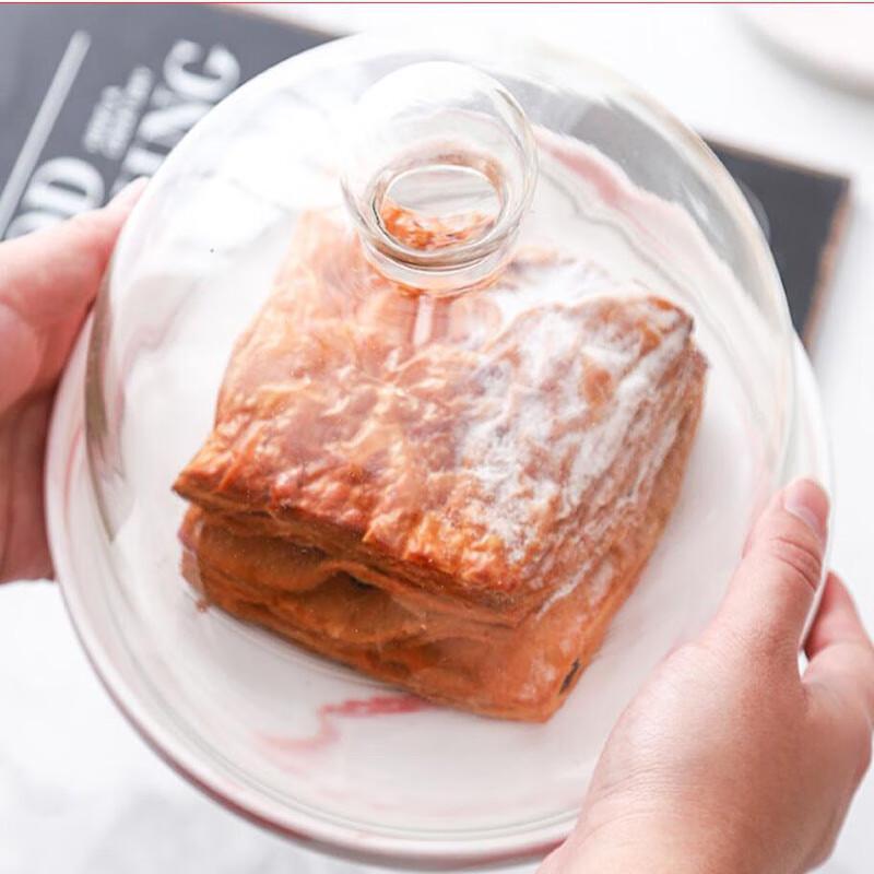 Homeglen Dessertteller mit Glaskuppel und Tablett