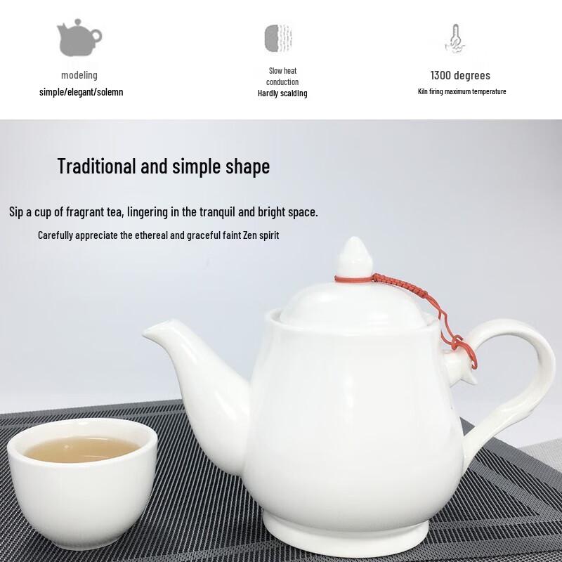 Jimei Jiduo White Ceramic Teapot with Infuser - 1200ml