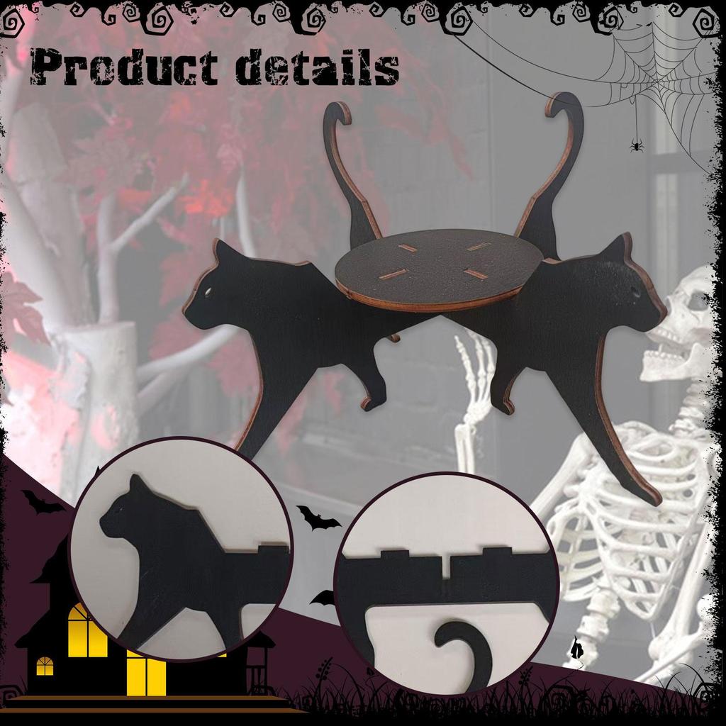 Cat Silhouette Plant Stand Display Rack Decorative Indoor Outdoor Wooden Flower Pot Holder for Hotel