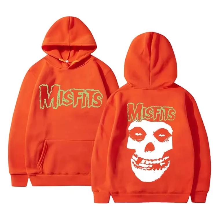 Horror Punk Bizarre Skull Print Hoodie Men s Gothic Retro Loose Fleece Hoodie Rock Style Pullover Unisex S