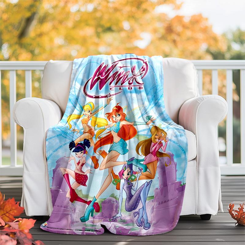 Winx Club printed throw blanket—lightweight,soft,warm;versatile blanket for all seasons—perfect as &air-conditioning throw,nap blanket