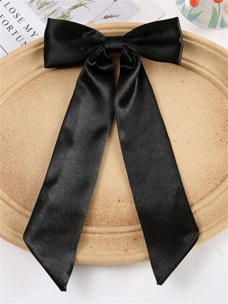 1 Piece of Women's Solid Color Fabric Bow Streamer Duck Clip Back of Head Half Tie Hair Clip Daily Commuter Hair Accessories