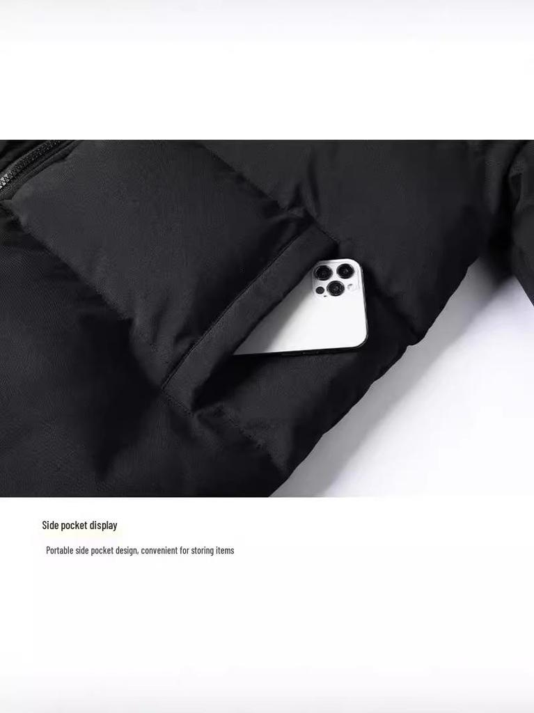 Men's Unisex Stand Collar Cotton Jacket - Solid Color, Warm, Thick, Plus Size, Trendy Autumn/Winter Coat