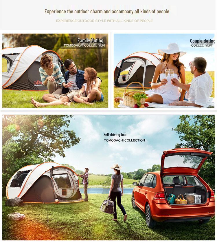Automatic Pop-Up Tent for 3-4 People - Portable, Foldable, Ideal for Beach or Camping