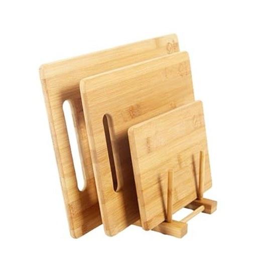 Set Purchase TAKEMI Bamboo Antibacterial Quick-Drying Lightweight Cutting Board + Storage Stand Included 4-Piece TM-CB4P