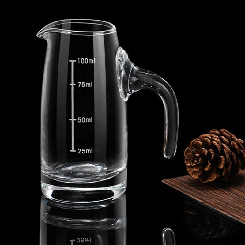 4oz European Whiskey Dispenser Baijiu Glass Pot with Handle Scale Transparent 100ml Household Vodka Cocktail Drinking Glasses 5