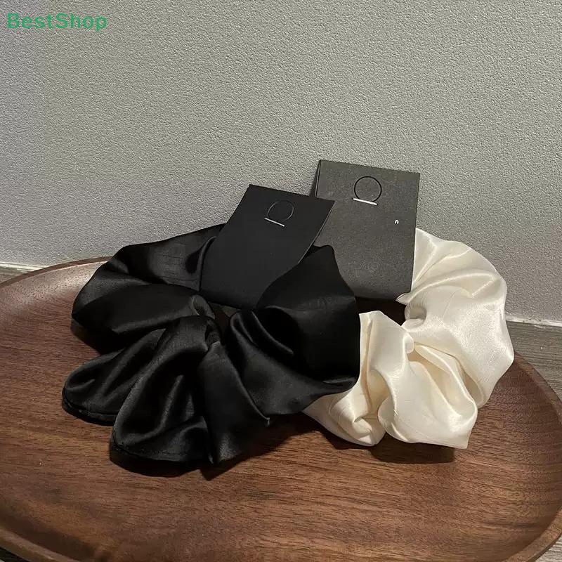 Oversized Scrunchies Satin Fabric Elastic Hair Ties Silk Hair Bands Ponytail Holder Hair Rubber Bands Hair Ties Rope