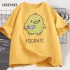 Psicopato T-Shirt Unisex Unisex Süße Ente mit Messer T-Shirt Lässig Kurzarm Baumwolle Bedruckt Rundhals T-Shirt Streetwear Locker