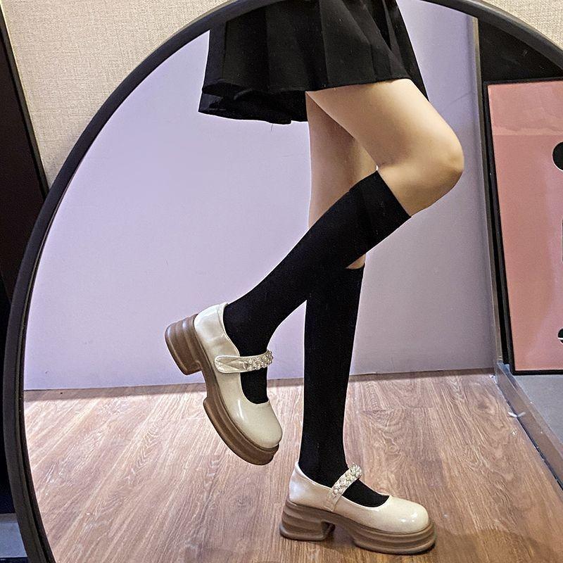 Mary Jane women's shoes 2025 new British style loafers women's spring small leather shoes French retro thick heel single shoes