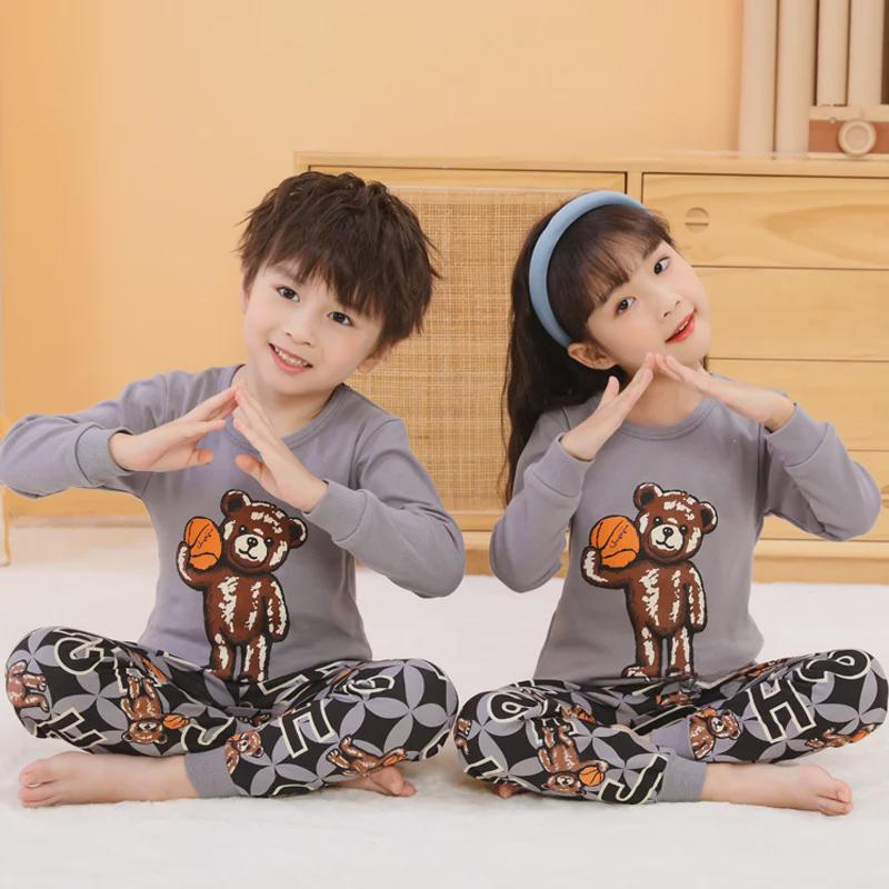 Children's Cartoon Cotton Sweater & Pants Set: Autumn/Winter Pajamas or Homewear
