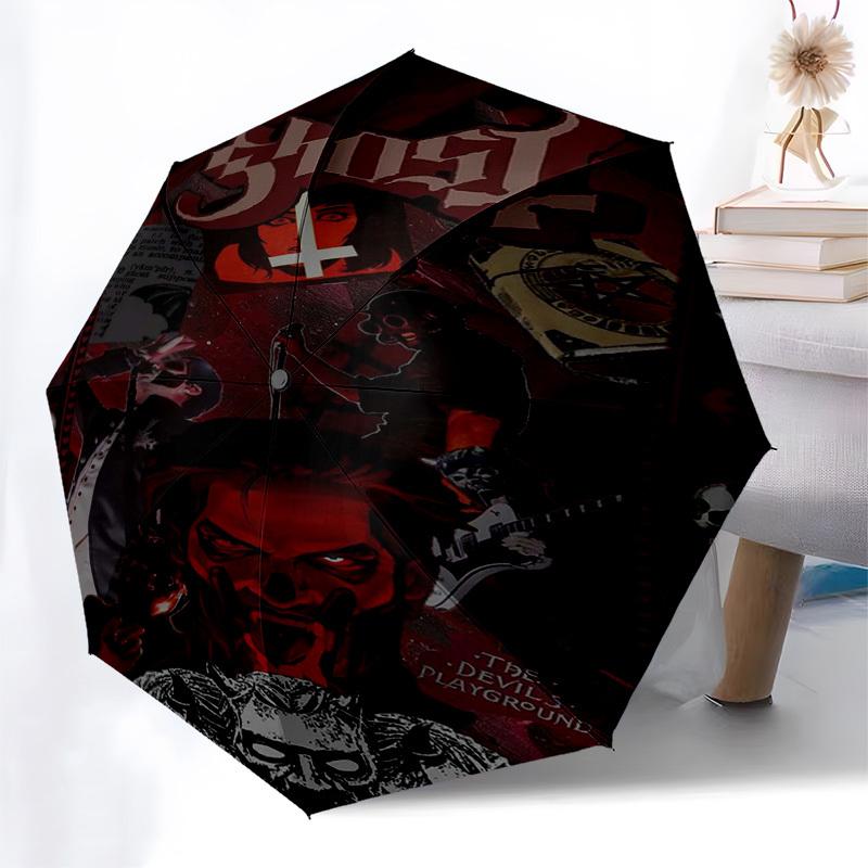 1pc Ghost___The_Devil's_Playground Automatic Open, Windproof, Compact Travel Umbrella, Gift for Birthday, Christmas, Business 93016