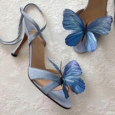 Sandale cu toc înalt din piele de căprioară artificială cu design cu fundă de modă, noutate
