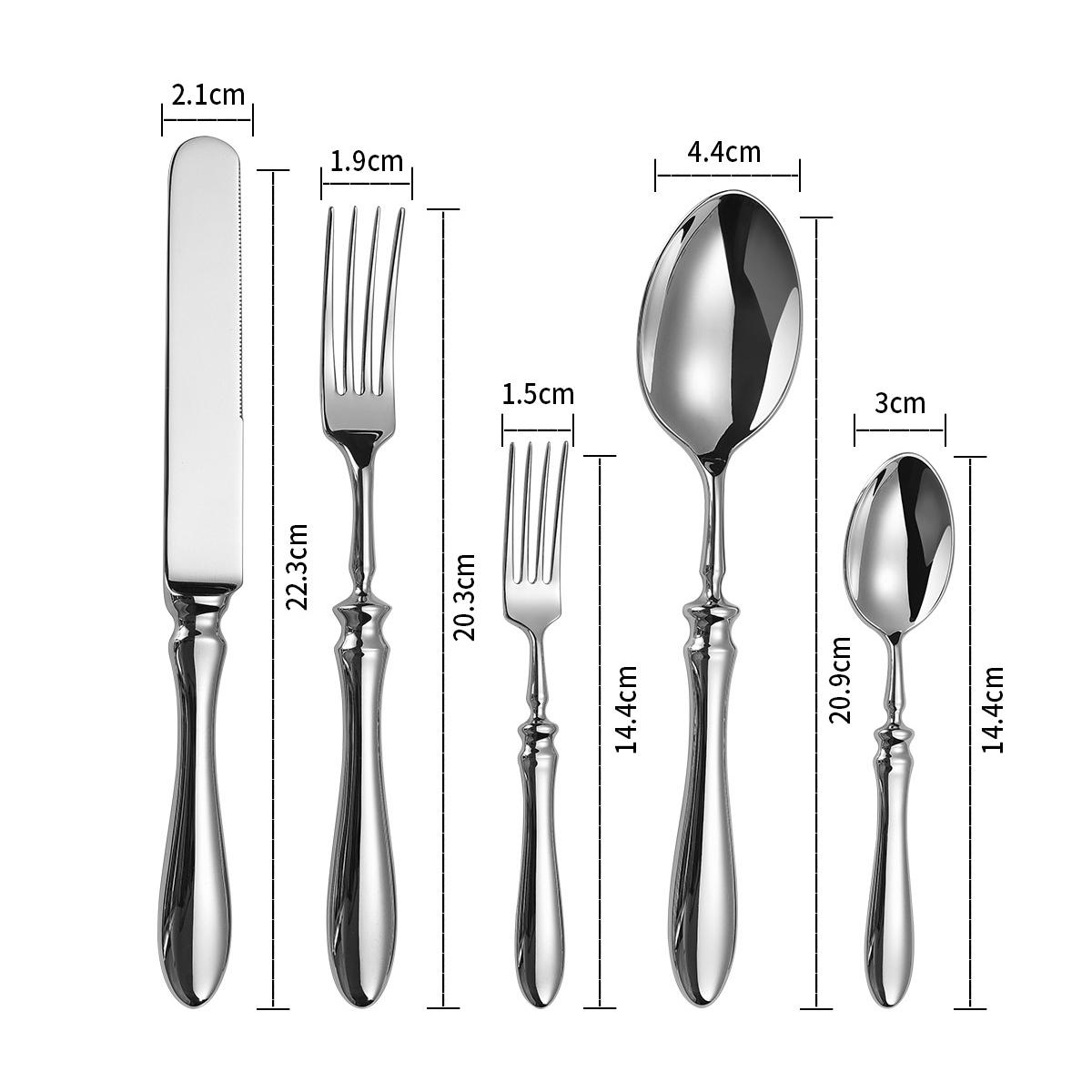 

Нож, вилка и ложка из нержавеющей стали 304 для ресторана, отеля, столовые приборы в западном стиле, утолщенные, высококачественные, набор из ножа, вилки, ложки серебряный