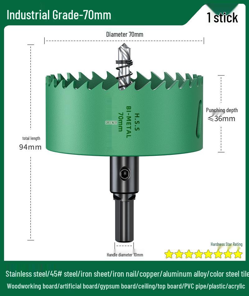 Green Forest Hole Saw Drill Bit for Metal, Wood, Plastic, and Gypsum Board