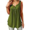 Summer 2020 Women's Solid Color Ruched Sleeveless Casual Mid-Length Button Vest T-Shirt