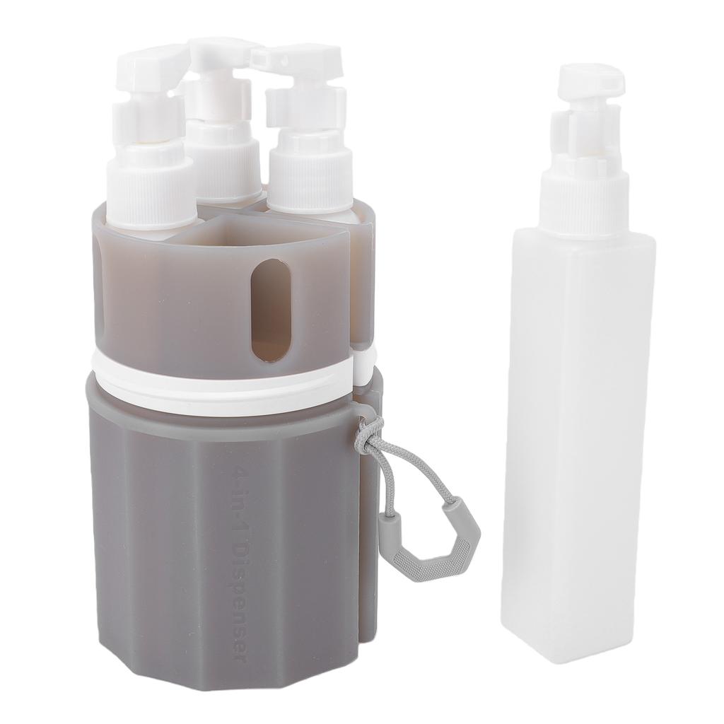 4 in 1 55ml Travel Dispenser Bottle Set TSA Approved Toiletry Bottles Silicone Refillable Pump Bottles Gray