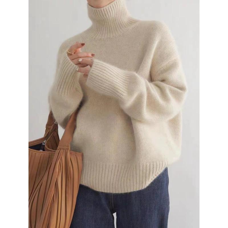Women S Thick Turtleneck Loose Soft Knit Sweater Casual Pullover Base Layer