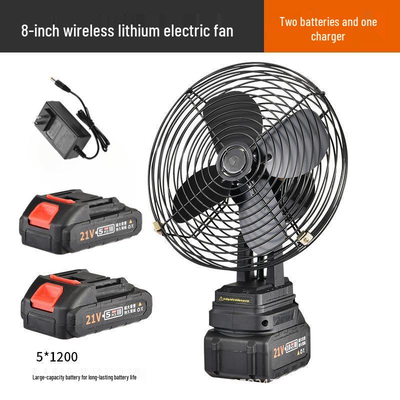 8-inch Rechargeable Desk Fan: Wireless, Lithium Battery, Ideal for Office or Dorm.